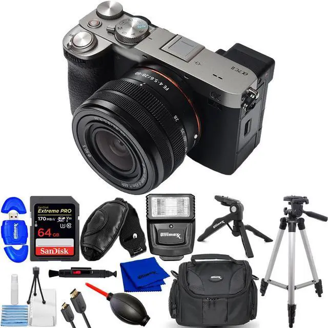 Main image of Sony a7C II Mirrorless Camera with 28-60mm Lens (Silver) - 12PC Accessory Bundle