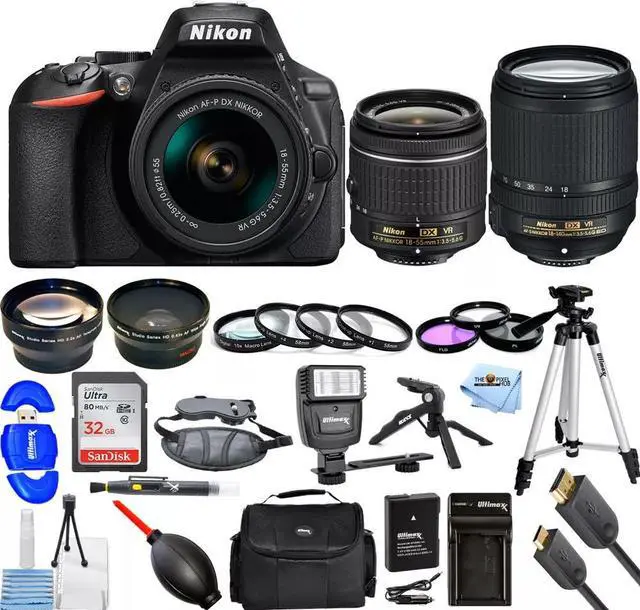 Main image of Nikon D5600 DSLR with AF-P 18-55mm + 18-140mm VR - Top Value 4 Lenses Bundle