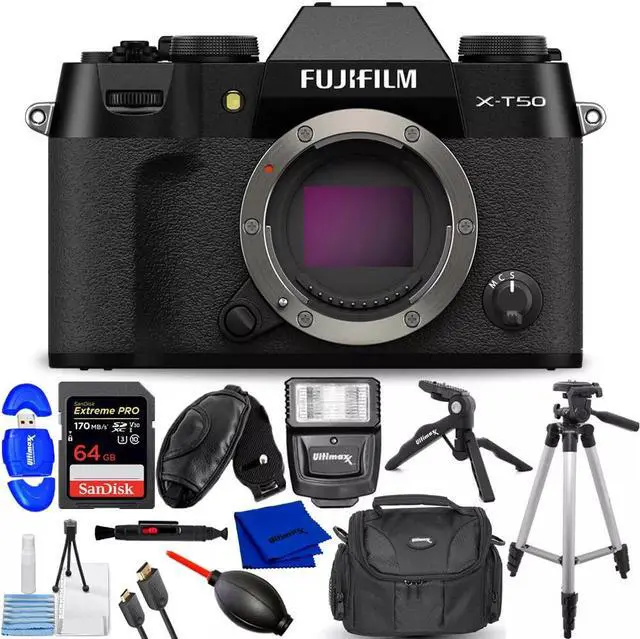 Main image of FUJIFILM X-T50 Mirrorless Camera (Black) 16828222 - 12PC Accessory Bundle