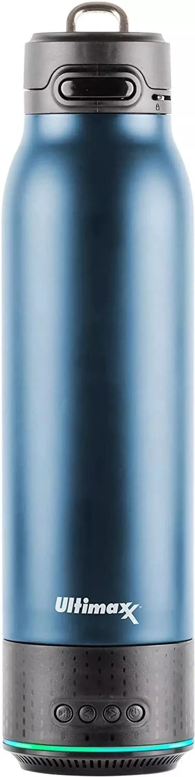 Alt view image 3 of 4 - Vacuum Insulated Water Flask Bottle w/ Rechargeable Bluetooth Speaker Navy Blue
