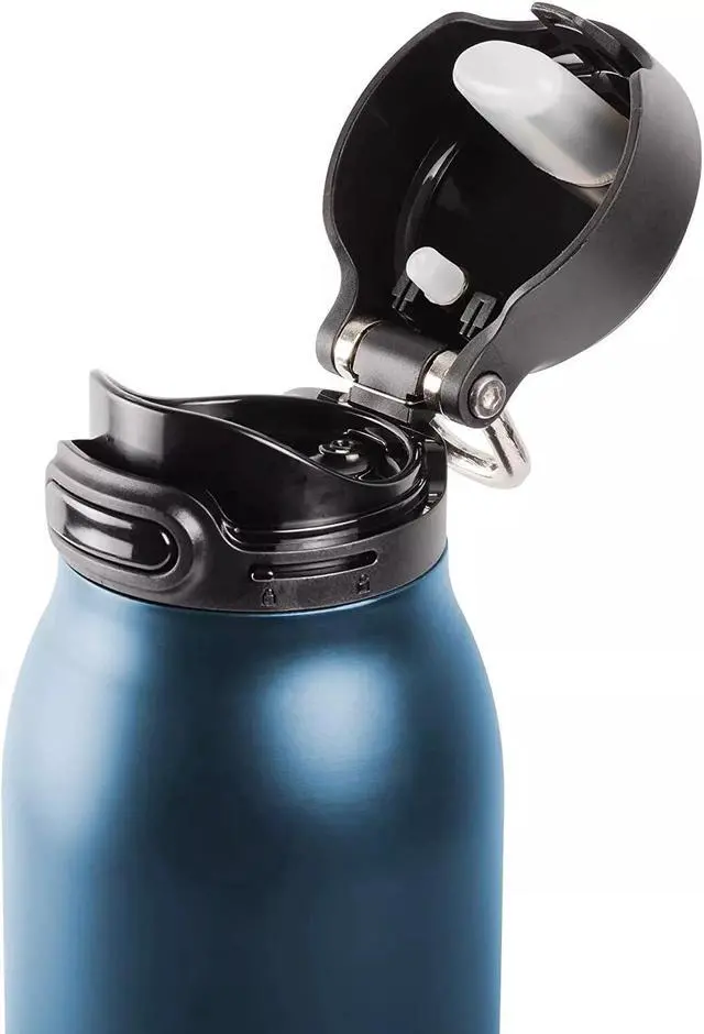 Alt view image 4 of 4 - Vacuum Insulated Water Flask Bottle w/ Rechargeable Bluetooth Speaker Navy Blue