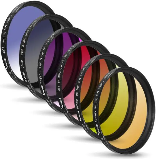 Alt view image 2 of 5 - 6 Piece Professional Gradual Color Filter Kit 55mm with Protective Wallet