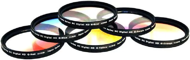 Alt view image 4 of 5 - 6 Piece Professional Gradual Color Filter Kit 55mm with Protective Wallet