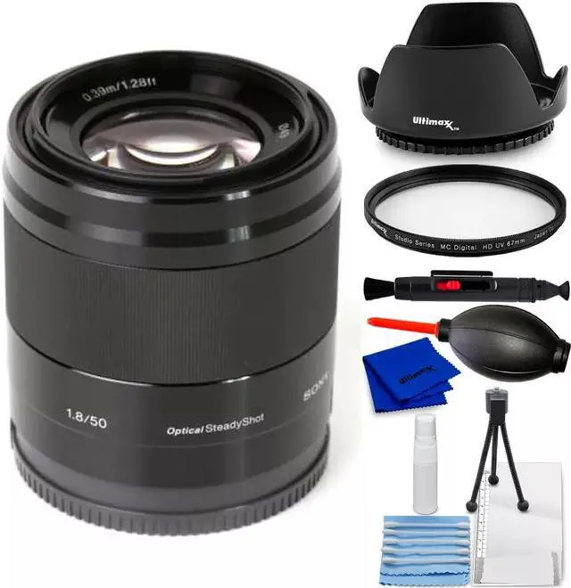 Main image of Sony E 50mm f/1.8 OSS Lens (Black) SEL50F18/B - 7PC Accessory Bundle