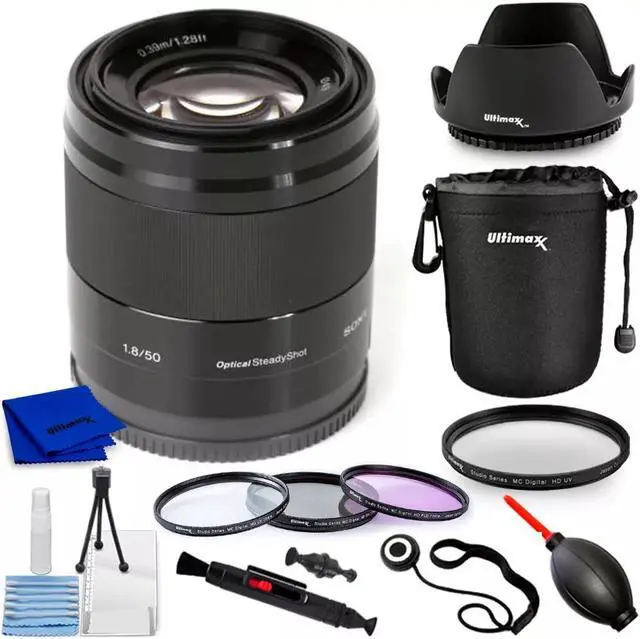 Main image of Sony E 50mm f/1.8 Lens for Sony E Mount Nex (Black) - 10PC Accessory Bundle