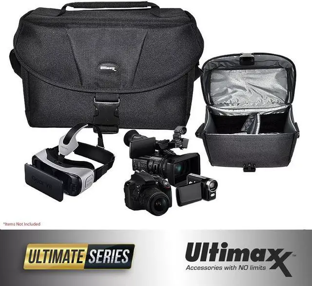 Main image of Deluxe Padded Gadget Bag Case for Cameras Camcorders VR Goggles (Large, Black)