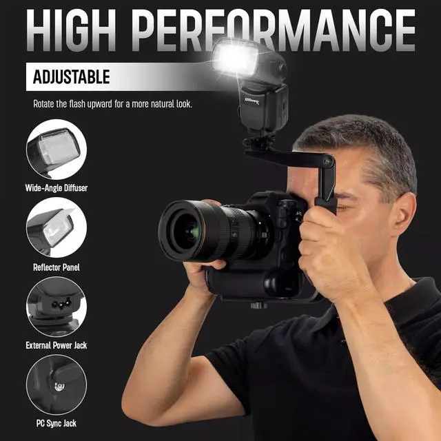 Alt view image 7 of 7 - Universal Auto Flash w/ LCD Display by Ultimaxx - 8PC Accessory Bundle