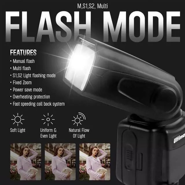 Alt view image 3 of 7 - Universal Auto Flash w/ LCD Display by Ultimaxx - 8PC Accessory Bundle