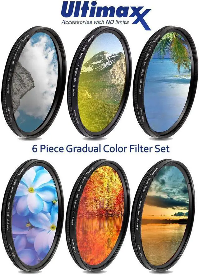 Alt view image 3 of 5 - 52mm 6 Piece Multi-Coated Professional Gradual Color Filter Kit with Wallet