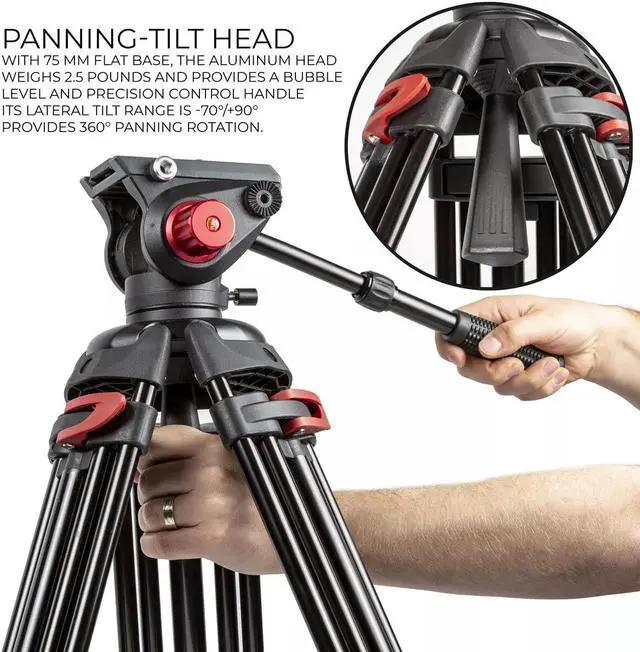 Alt view image 3 of 6 - 72" 180cm Portable Video Camera Tilt Tripod and Heavy Duty Dolly Bundle