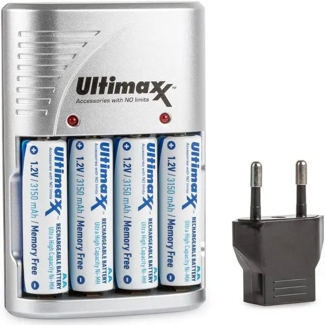Alt view image 3 of 5 - 4X Rechargeable 3150mAh Ultra High Capacity AA NiMH Batteries with Charger