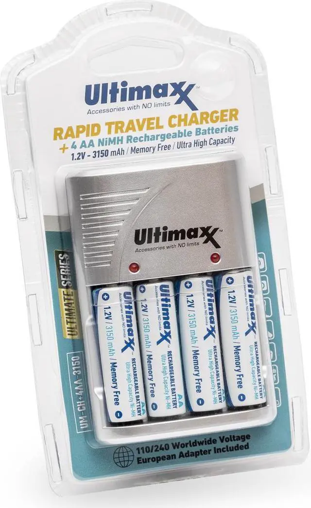 Alt view image 5 of 5 - 4X Rechargeable 3150mAh Ultra High Capacity AA NiMH Batteries with Charger