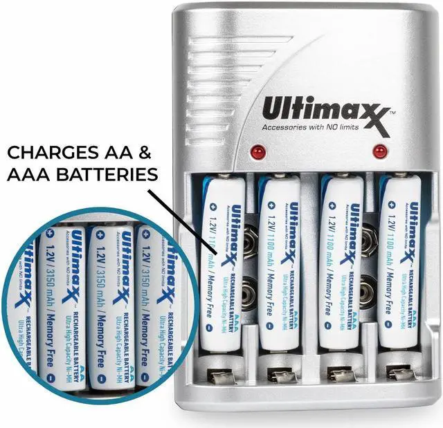 Alt view image 2 of 5 - 4X Rechargeable 3150mAh Ultra High Capacity AA NiMH Batteries with Charger