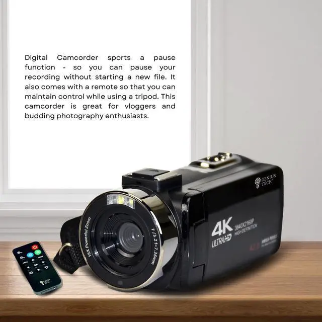 Alt view image 2 of 7 - GeniusTech Digital 42MP Video Camera w/ 64GB SD Card, Remote, Case and Cable Kit