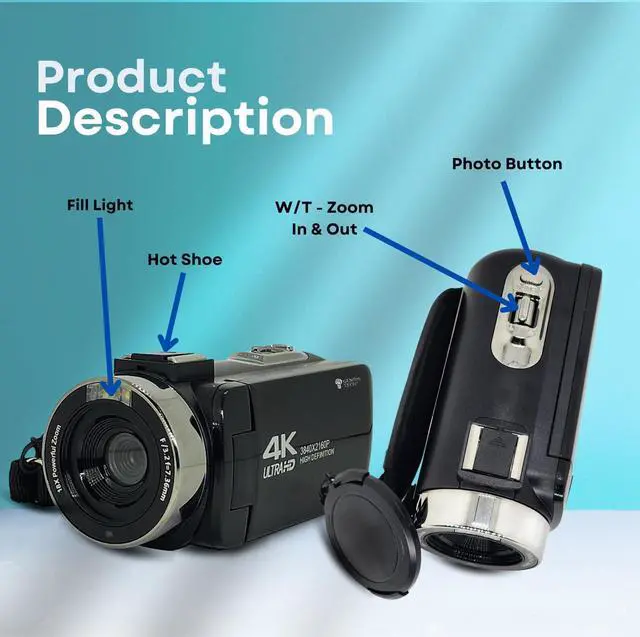 Alt view image 7 of 7 - GeniusTech Digital 42MP Video Camera w/ 64GB SD Card, Remote, Case and Cable Kit