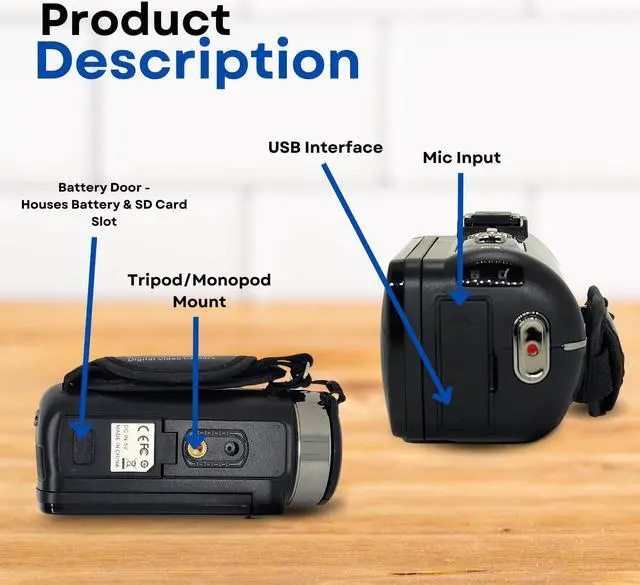 Alt view image 6 of 7 - GeniusTech Digital 42MP Video Camera w/ 64GB SD Card, Remote, Case and Cable Kit