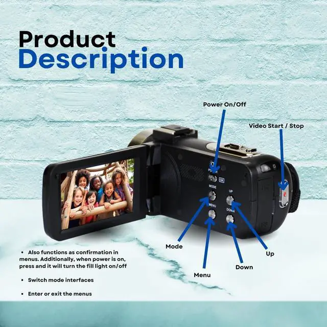 Alt view image 3 of 7 - GeniusTech Digital 42MP Video Camera w/ 64GB SD Card, Remote, Case and Cable Kit