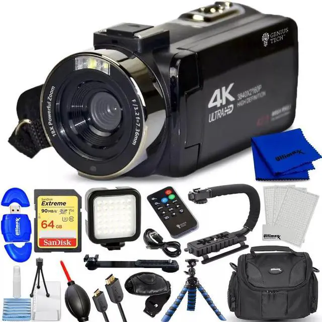 Main image of GeniusTech Digital 42MP Video Camera w/ 64GB SD Card, Remote, Case and Cable Kit