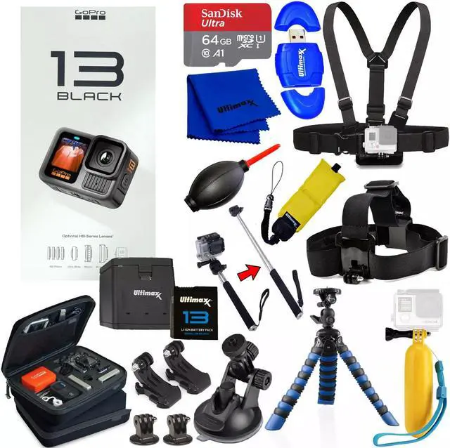Main image of GoPro HERO 13 HERO13 Black 27MP Action Camera + EXT BATT 64GB Bundle