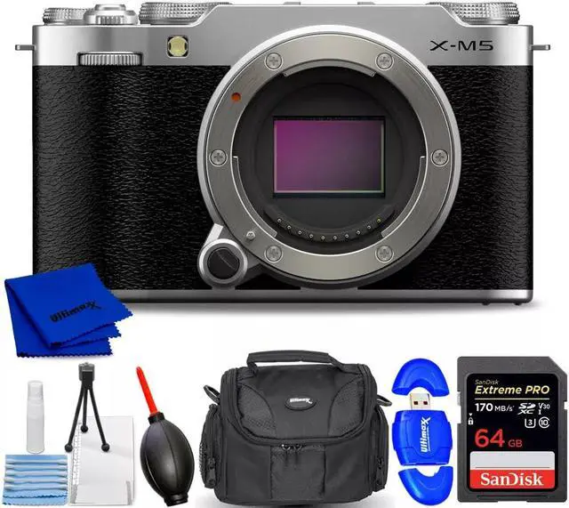 Main image of FUJIFILM X-M5 Mirrorless Camera (Silver) 16900707 - 7PC Accessory Bundle
