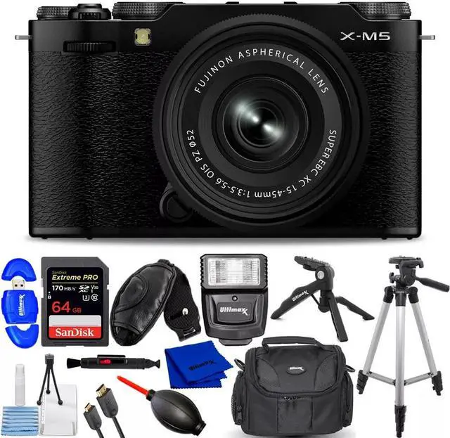 Main image of FUJIFILM X-M5 Mirrorless Camera with XC 15-45mm f/3.5-5.6 Lens (Black) - Kit
