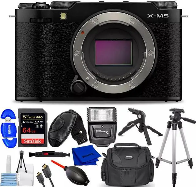 Main image of FUJIFILM X-M5 Mirrorless Camera (Black) 16900678 - 12PC Accessory Bundle