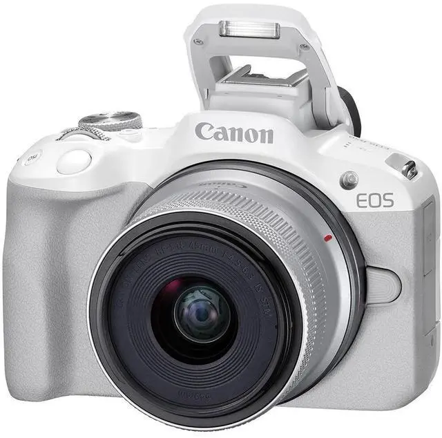 Alt view image 2 of 4 - Canon EOS R50 Mirrorless Camera w/ 18-45mm and 55-210mm Lenses (White)