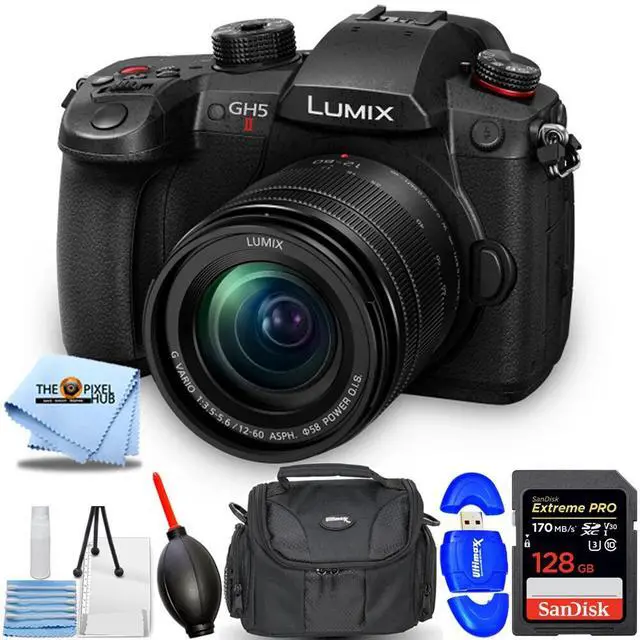 Main image of Panasonic Lumix GH5 II Mirrorless Camera with 12-60mm f/3.5-5.6 Lens - 7PC Kit