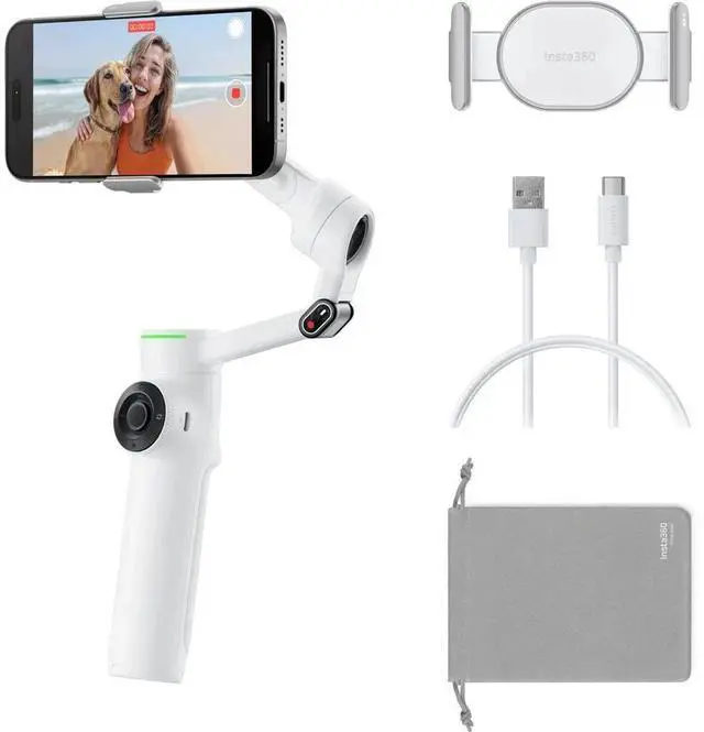 Alt view image 3 of 4 - Insta360 Flow 2 Pro Smartphone Gimbal Stabilizer (White) - 32GB Accessory Bundle