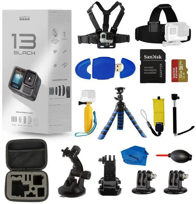 Main image of GoPro HERO 13 HERO13 Black 5.3K HDR 27MP Action Camera - 15PC Accessory Bundle