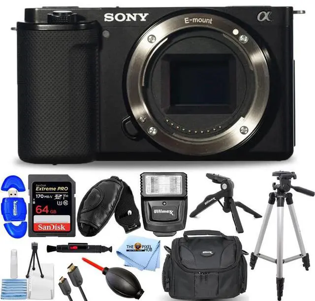 Main image of Sony ZV-E10 Mirrorless Camera (Body Only, Black) 10PC Accessory Bundle - Kit Box