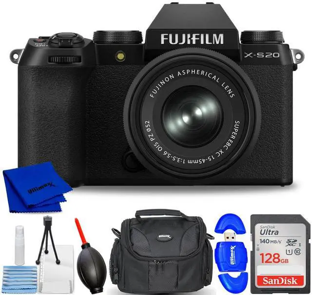 Main image of FUJIFILM X-S20 Mirrorless Camera with 15-45mm Lens 16781943 - 7PC Accessory Kit