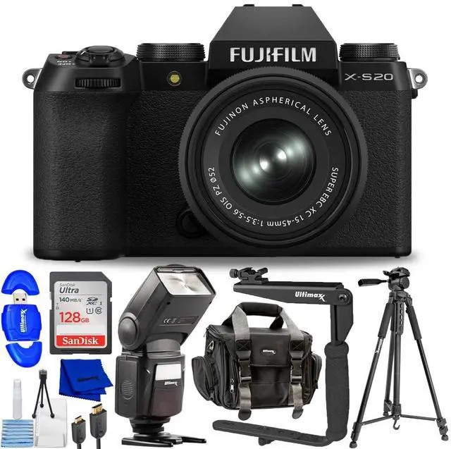 Main image of FUJIFILM X-S20 Mirrorless Camera with 15-45mm Lens 16781943 - 10PC Accessory Kit