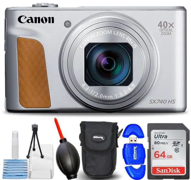 Main image of Canon PowerShot SX740 HS Digital Camera (Silver) 2956C001 - Accessory Bundle