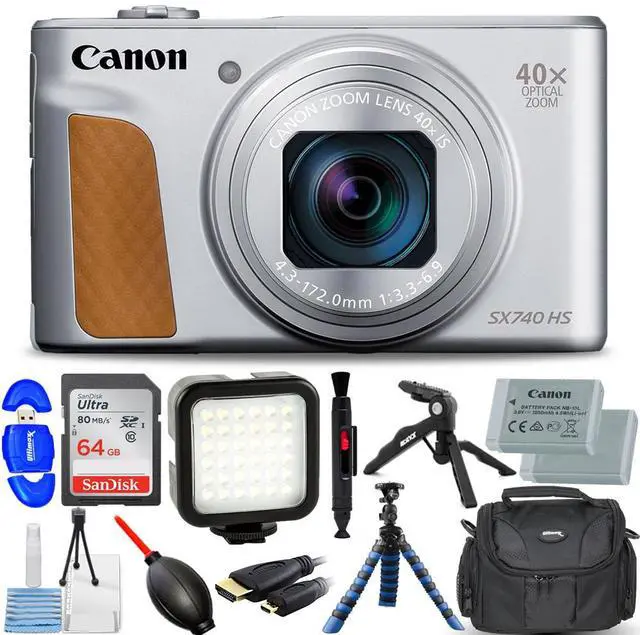 Main image of Canon PowerShot SX740 HS Digital Camera (Silver) 2956C001 - 12PC Accessory Kit