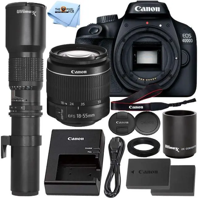 Main image of Canon EOS 4000D / Rebel T100 with EF-S 18-55mm III Lens + 500mm/1000mm Bundle