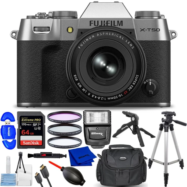 Main image of FUJIFILM X-T50 Mirrorless Camera with XF 16-50mm f/2.8-4.8 Lens Silver - Bundle