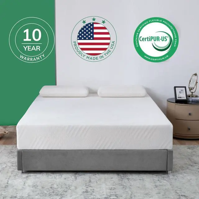 Alt view image 2 of 7 - MLILY EGO 10 Inch Gel Memory Foam Mattress in a Box, Medium Firm, CertiPUR-US, Made in USA