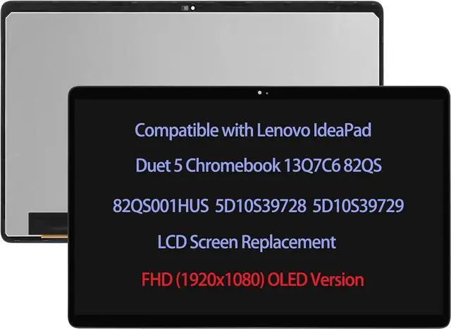 Main image of 13.3" LCD Screen Replacement Compatible with Lenovo IdeaPad Duet 5 Chromebook 13Q7C6 82QS 82QS001HUS 5D10S39728 5D10S39729 FHD OLED IPS LCD Display Touch Screen Digitizer Assembly