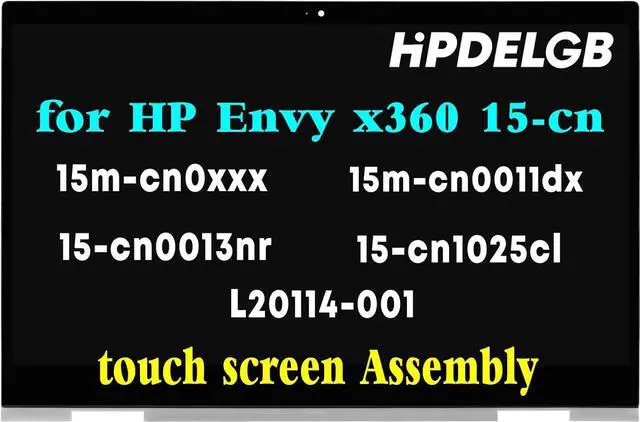 Main image of NUOLAISUN Screen Replacement for HP Envy X360 15-CN 15m-cn0xxx 15m-cn0011dx 15m-cn0012dx 15-cn0013nr 15-cn1025cl L20114-001 15.6 inch FHD LCD Touch Screen Display Digitizer Assembly Bezel (Silver)