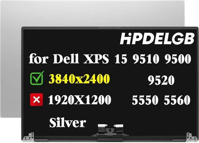 Main image of NUOLAISUN Replacement for Dell XPS 15 9510 9520 9500 Precision 5550 5560 LCD LED Touch Screen Display Assembly Panel 15.6" 3840x2400 UHD IPS Silver