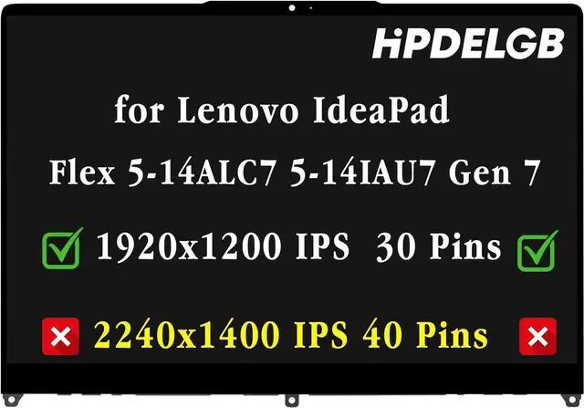 Main image of Screen for Lenovo IdeaPad Flex 5-14ALC7 5-14IAU7 Gen 7 82R9 82R7 82TA Series 14.0 inch WUXGA 1920x1200 IPS LCD Touch Screen Display Digitizer Assembly Bezel EDP 30pin not for 40pin