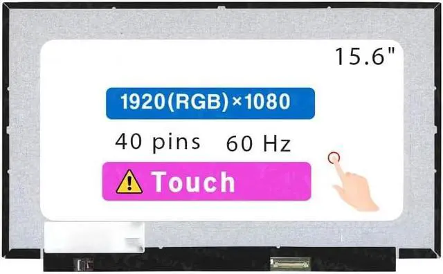 Main image of 15.6" Screen Replacement for HP Chromebook 15-DE0523DX 15-DE0550ND 15-DE0577WM LCD Display Panel 40 pin (FHD 1920x1080 Touch)