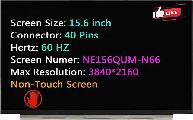 Main image of 40 Pins 60 Hz UHD 3840 * 2160 15.6" LCD Replacement for Lenovo ThinkPad T15 Gen 2 20W4 20W5 Non-Touch Screen Display Panel (Without Bracket)