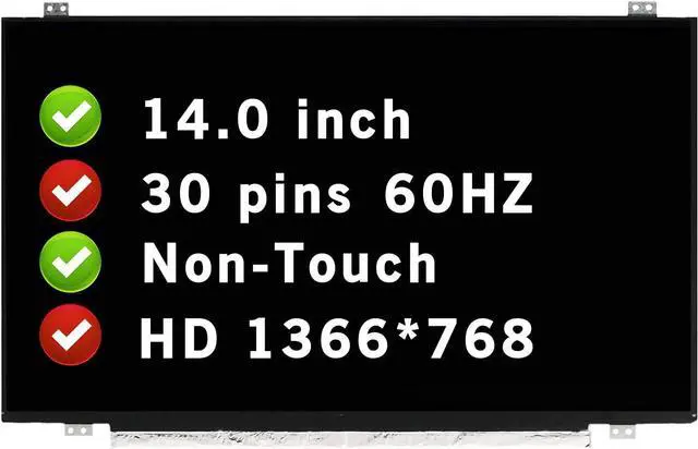 Alt view image 2 of 4 - NUOLAISUN Replacement for HP Elitebook 840 G1,840 G2,840 G3,840 G4,745 G4 30 Pins 60HZ HD 1366x768 14" LCD Non-Touch Screen Laptop Display Panel