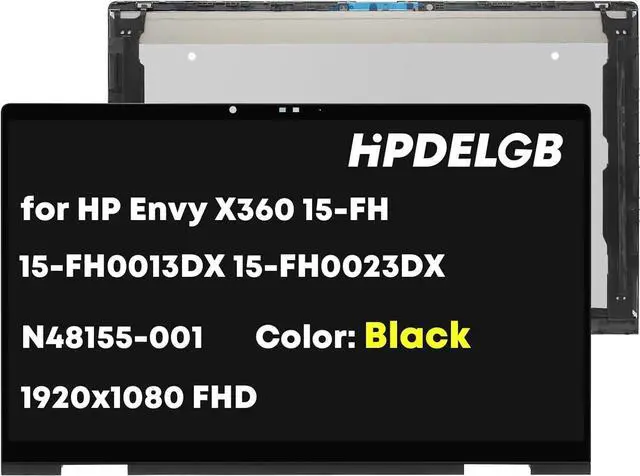 Main image of Replacement for HP Envy X360 15-FH 15Z-FH 15-FH0013DX 15-FH0023DX 15-FH0097NR 15-FH0000 N48155-001 15.6 1920x1080 FHD LCD Touch Screen Display Digitizer Assembly Black