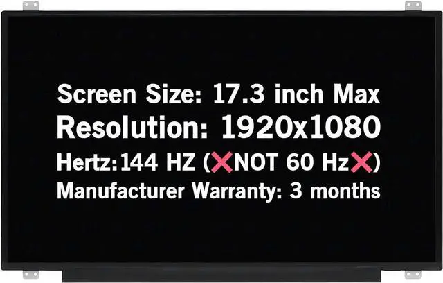 Main image of NUOLAISUN 40 Pins 144 Hz Screen Replacement for ASUS Strix Scar GL703GM-WS71 GL703GS-DS74 FHD 1080P 17.3" LCD Non-Touch Display Panel (with Top and Bottom Frame Rate)