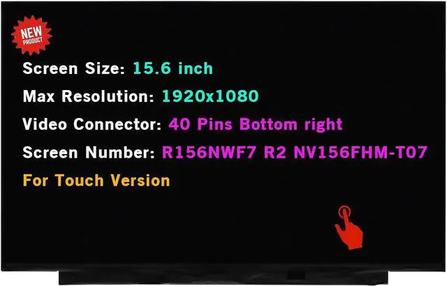 Main image of NUOLAISUN for Lenovo ideapad 5-15IIL05 81YK FRU 5D10W69930 5D10W69931 SD11B44692 5D11B44693 SD10W69928 R156NWF7 R2 LCD Screen Replacement Display Panel 15.6" 40 Pins FHD 1080P(Touch Version)