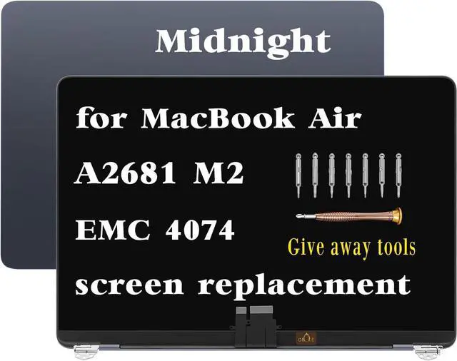 Main image of A2681 Screen Replacement for MacBook Air M2 A2681 2022 13.6 inch EMC 4074 MLXW3 MLXX3 MLXY3 MLY03 MLY13 MLY23 MLY33 MLY43 Full LED LCD Screen Display Assembly (Midnight)