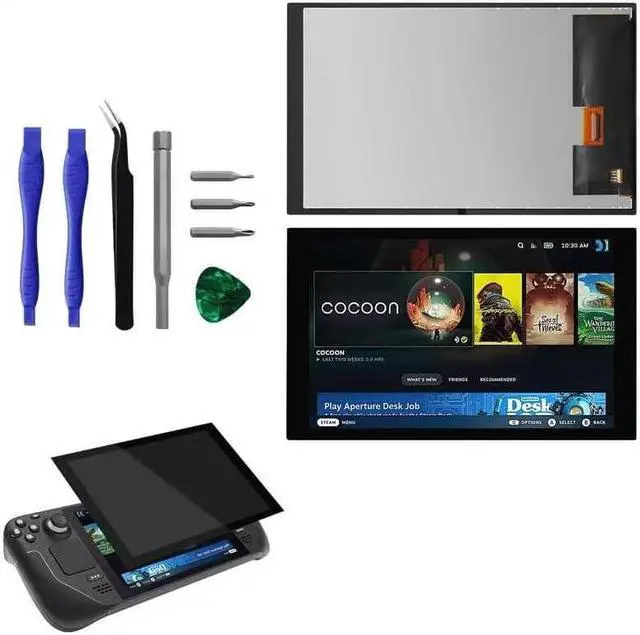 Main image of NUOLAISUN 7" LCD IPS Touch Screen Repair Replacement Assembly for Steam Deck Handheld Game Console Black with Repair Tools (Antiglare Frosted Edition,Not for HD)
